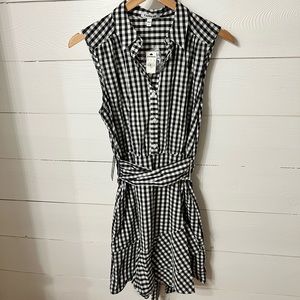 NWT Express Black & White Plaid Tie Waist Dress